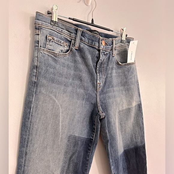 J Brand Reunion Mid Rise Raw Hem Skinny Jean Patchwork Size 29 - Picture 5 of 13